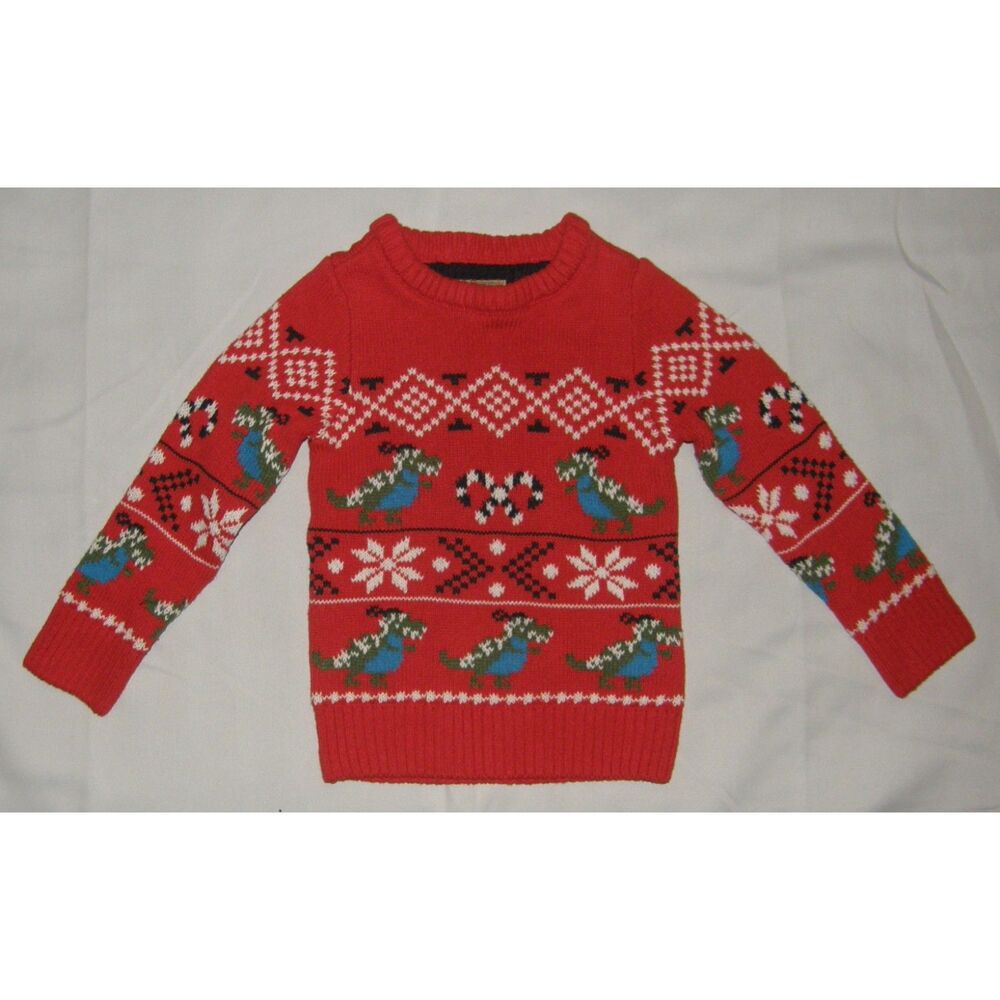 Boys Sz 2 Toddler Christmas Holiday DINOSAUR Crew Neck Cozy Sweater MAXIMUS REX